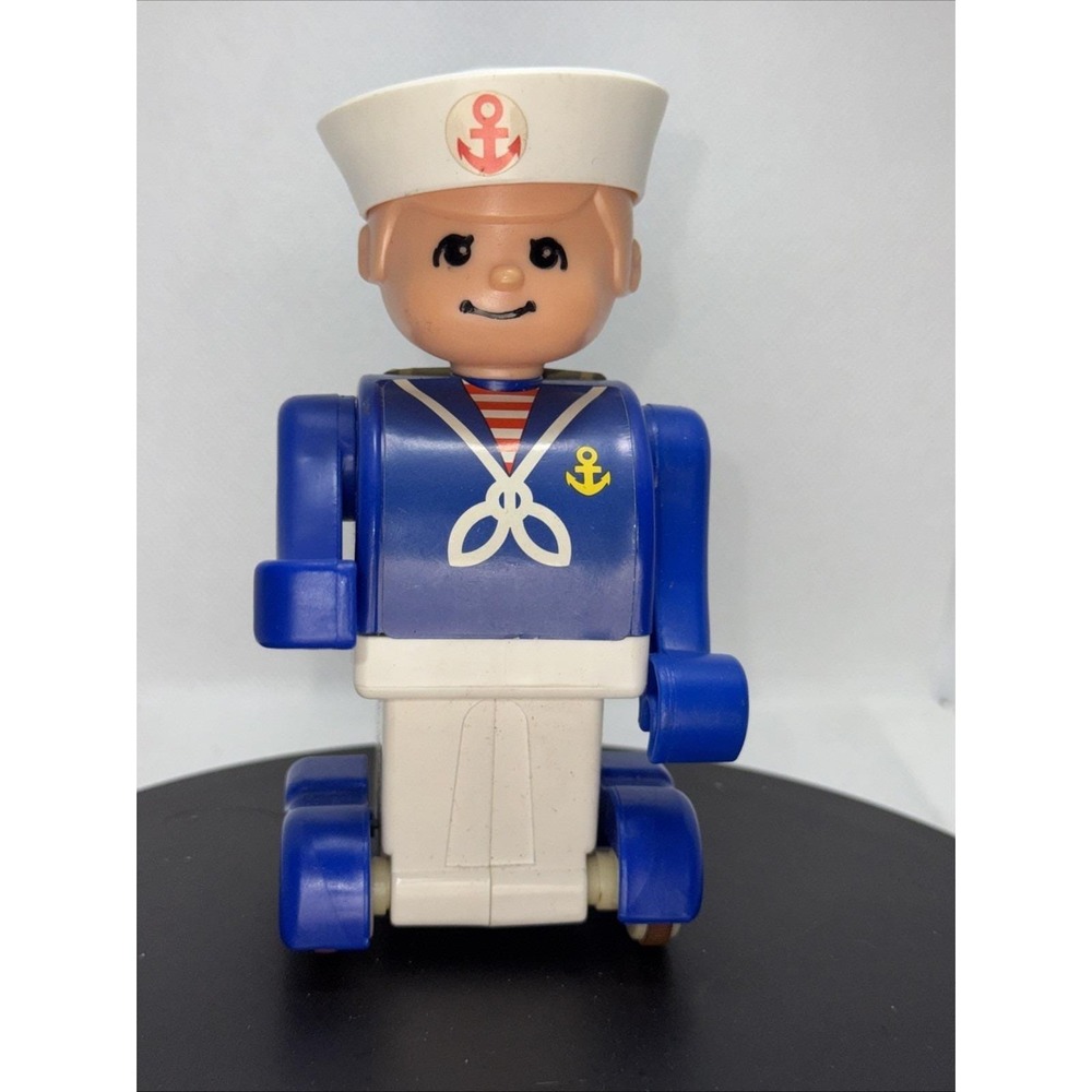 1976 Tomy Singapore Little Sailor Boy Push & Roll Plastic Toddler Toy‎